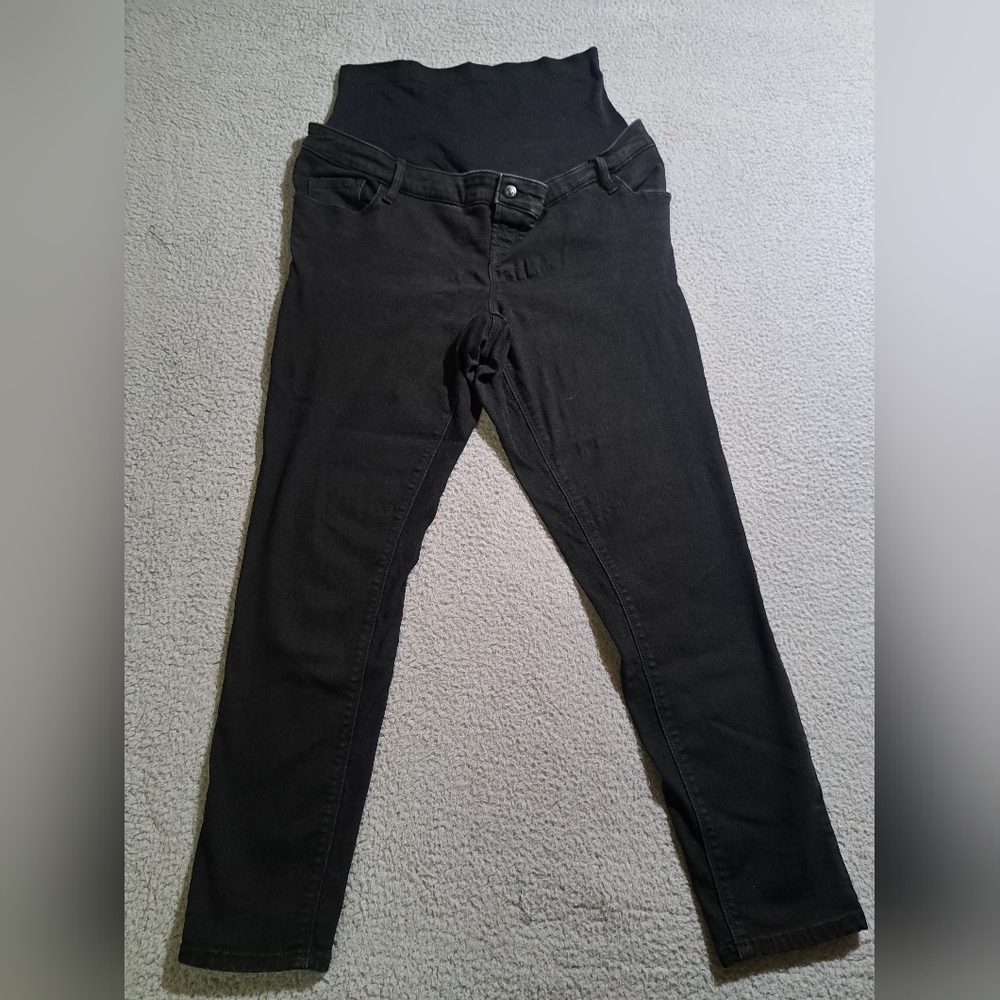Old Navy Maternity Women`s Black Rockstar Super Skinny Full Panel Jeans Size 12